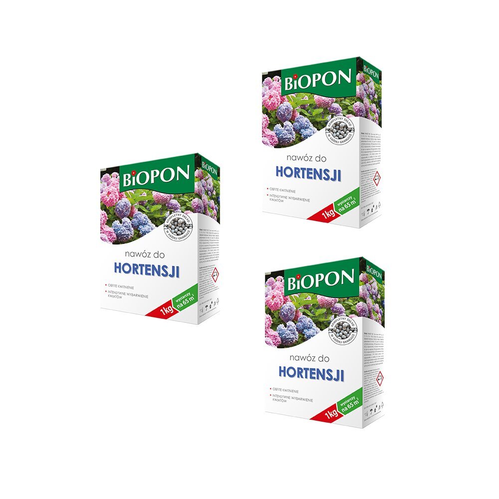 Mēslojuma granulas Biopon hortenzijām, 3 kg cena un informācija | Beramie mēslošanas līdzekļi | 220.lv