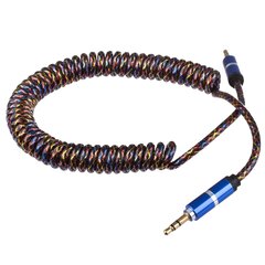 Lilware AUX Прорезиненный спиральный аудиокабель 3,5 мм. Синий цена и информация | Кабели и провода | 220.lv