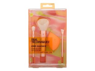 Набор косметических кистей Real Techniques Midi Moment Brush, 3 шт. + спонж цена и информация | Кисти для макияжа, спонжи | 220.lv