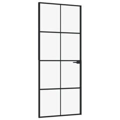vidaXL iekšdurvis, 83x201,5 cm, melnas, rūdīts stikls un alumīnijs цена и информация | Внутренние двери | 220.lv
