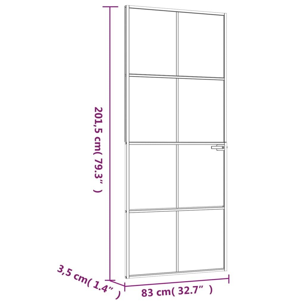 vidaXL iekšdurvis, 83x201,5 cm, melnas, rūdīts stikls un alumīnijs cena un informācija | Iekšdurvis | 220.lv