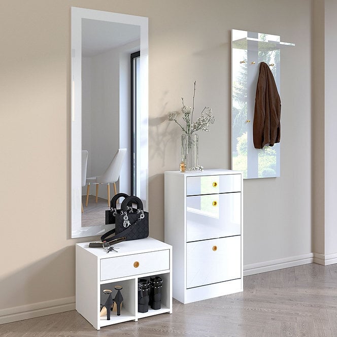 Balts Dancan MIRAGE spogulis baltā rāmī 160 x 60 cm / spīdums cena un informācija | Spoguļi | 220.lv