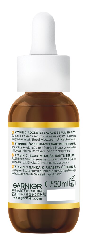 Garnier Vitamin C nakts serums ar 10% tīru C vitamīnu un hialuronskābi, 30ml cena un informācija | Serumi sejai, eļļas | 220.lv