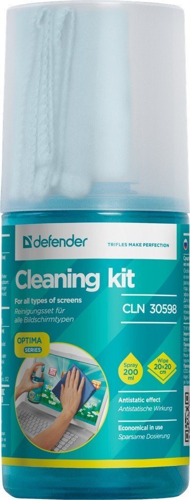 Ekrānu tīrīšanas aerosols ar mikrošķiedras salveti, 200ml cena un informācija | Tīrīšanas līdzekļi | 220.lv