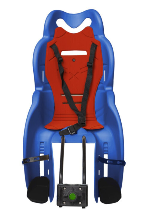 Velosipēda sēdeklis bērniem 9-22 kg, stiprinājums pie rāmja 30-36mm, krāsa: zila, sarkana HTP Design SANBAS T (5208) цена и информация | Bērnu velosipēdu sēdeklīši | 220.lv