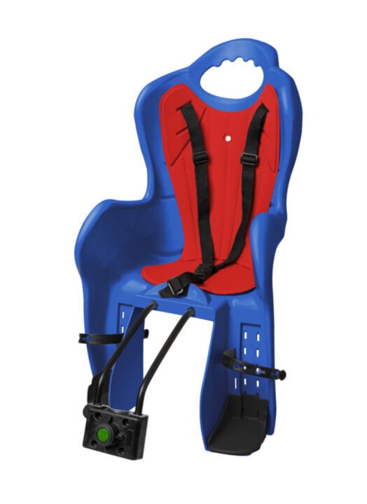 Velosipēda sēdeklis bērniem 9-22 kg, stiprinājums pie rāmja 30-36 mm, krāsa: zila, sarkana HTP Design ELIBAS T (5635) cena un informācija | Bērnu velosipēdu sēdeklīši | 220.lv