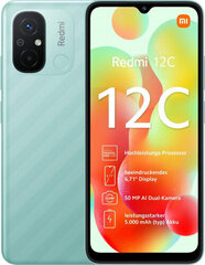 Xiaomi Redmi 12C, 64 GB, Dual SIM Green cena un informācija | Mobilie telefoni | 220.lv