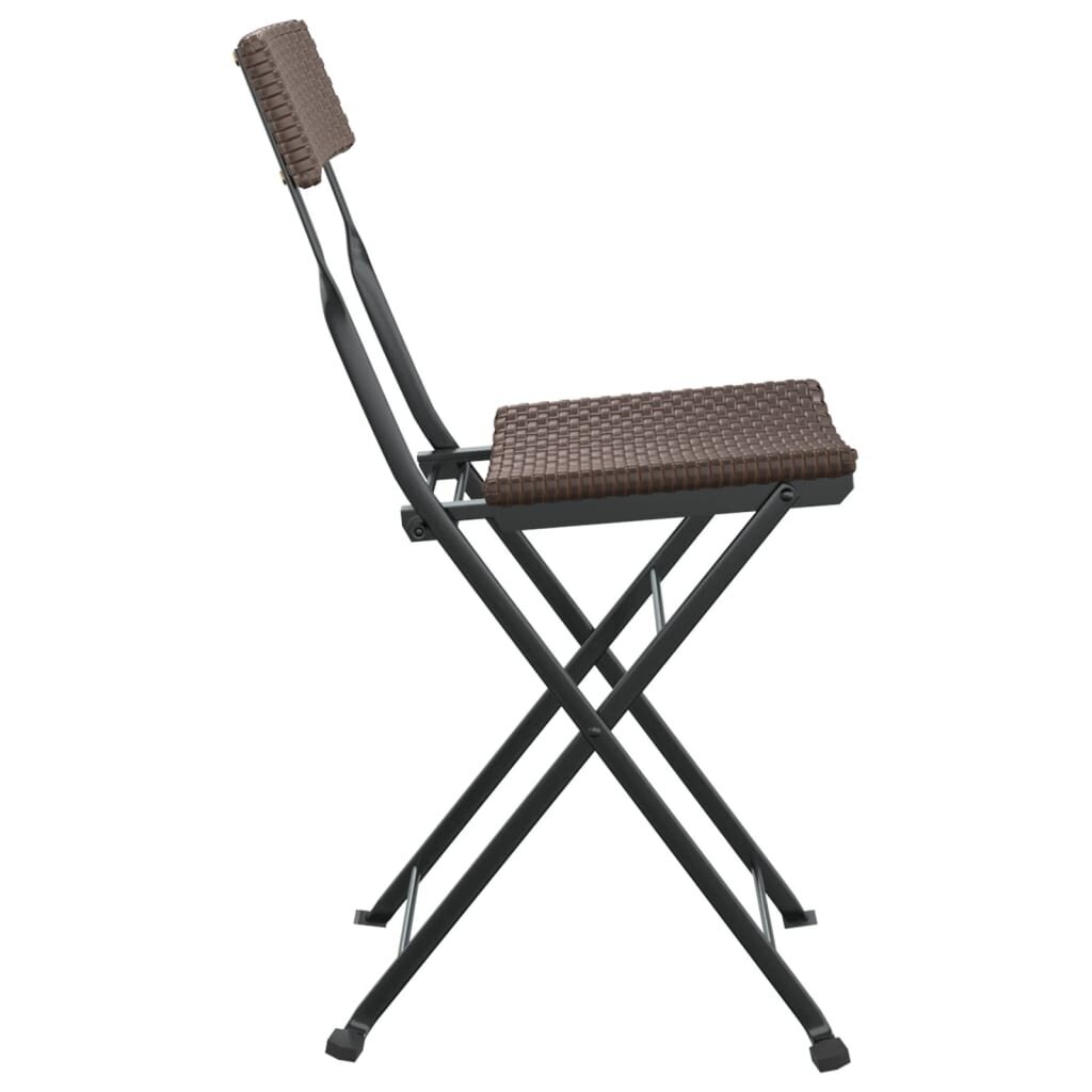 vidaXL saliekami bistro krēsli, 2 gab., brūni, PE rotangpalma, tērauds cena un informācija | Dārza krēsli | 220.lv
