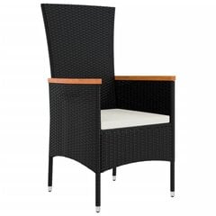 vidaXL dārza krēsli, 4 gab., ar matračiem, PE rotangpalma, melni цена и информация | скамейка со столиком | 220.lv