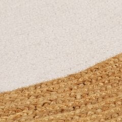 vidaXL pīts paklājs, balts, dabīga apmale, 90 cm, džuta, kokvilna cena un informācija | Paklāji | 220.lv