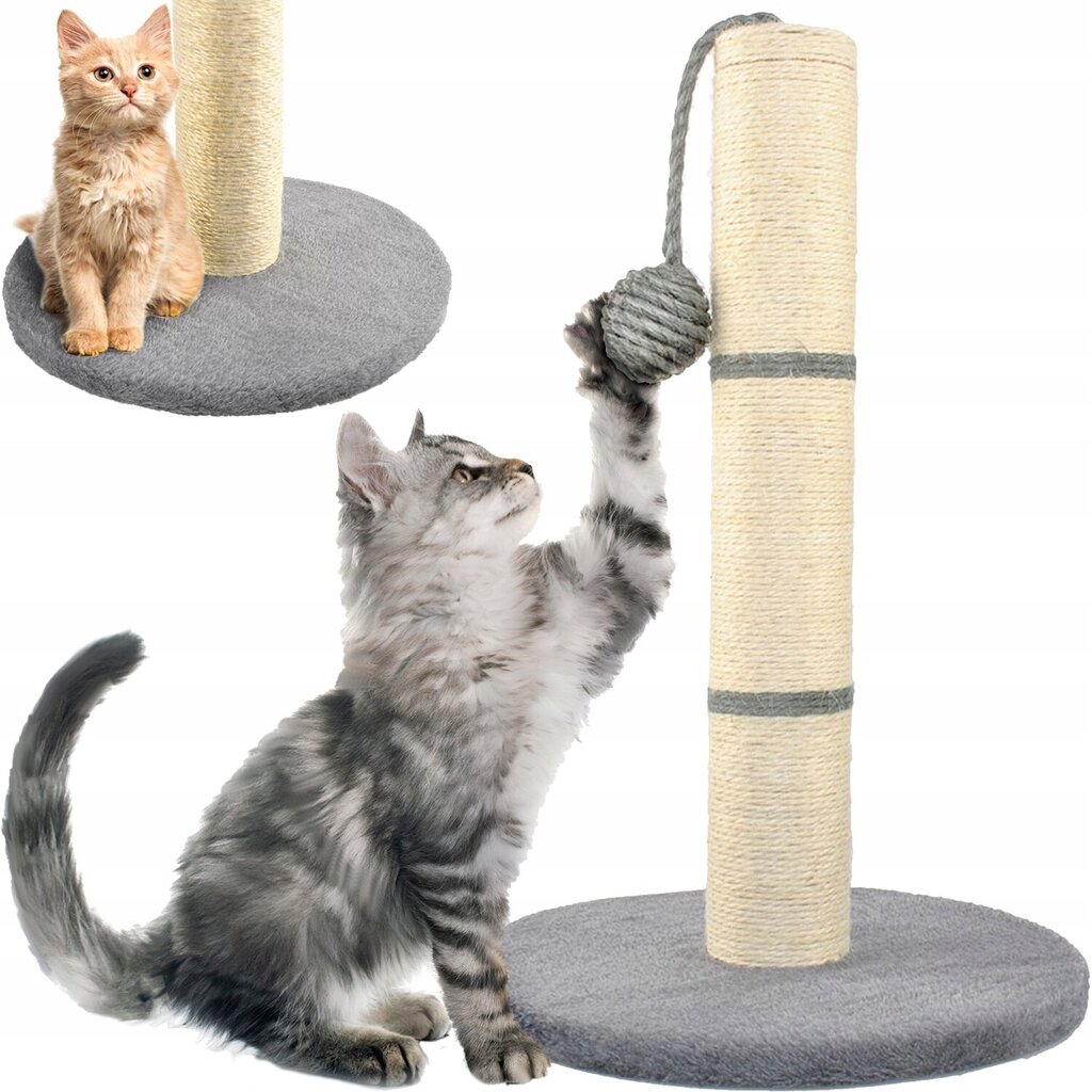 Kaķu skrāpēšanas tornis ar bumbiņām, 45cm pelēks cena un informācija | Kaķu mājas, nagu asināmie | 220.lv