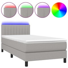 vidaXL atsperu gulta ar matraci, LED, gaiši pelēks audums, 90x190 cm цена и информация | Кровати | 220.lv