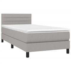 vidaXL atsperu gulta ar matraci, LED, gaiši pelēks audums, 90x190 cm cena un informācija | Gultas | 220.lv