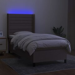 vidaXL atsperu gulta ar matraci, LED, pelēkbrūns audums, 80x200 cm цена и информация | Кровати | 220.lv