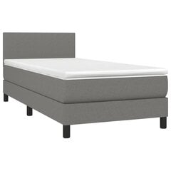 vidaXL atsperu gulta ar matraci, LED, tumši pelēks audums, 90x190 cm cena un informācija | Gultas | 220.lv