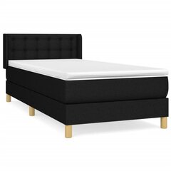 vidaXL atsperu gulta ar matraci, melna, 90x190 cm, audums cena un informācija | Gultas | 220.lv