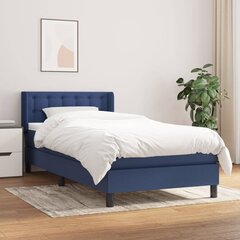 vidaXL atsperu gultas rāmis ar matraci, zils, 90x190 cm, audums цена и информация | Кровати | 220.lv
