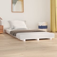 vidaXL gultas rāmis, balts, 90x200 cm, priedes masīvkoks cena un informācija | Gultas | 220.lv