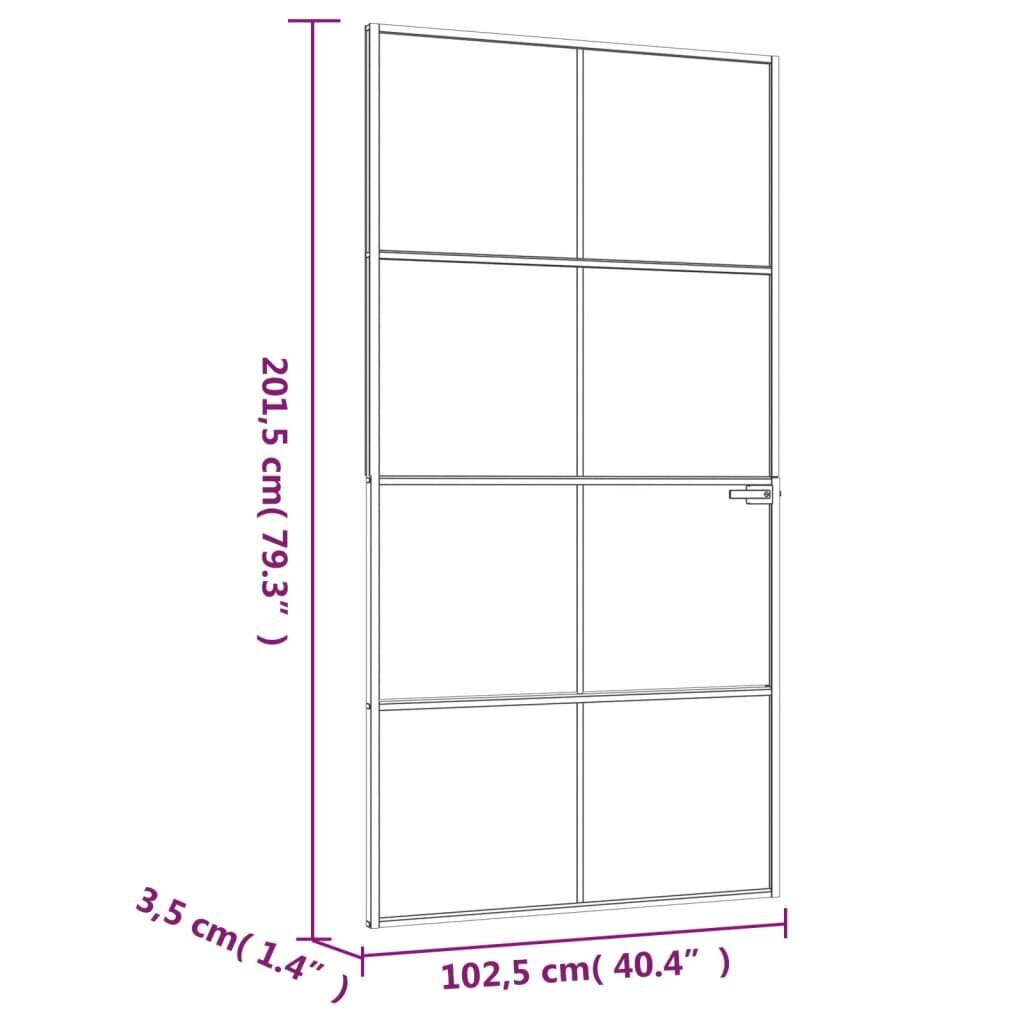 vidaXL iekšdurvis, 102x201,5 cm, melnas, rūdīts stikls un alumīnijs цена и информация | Iekšdurvis | 220.lv