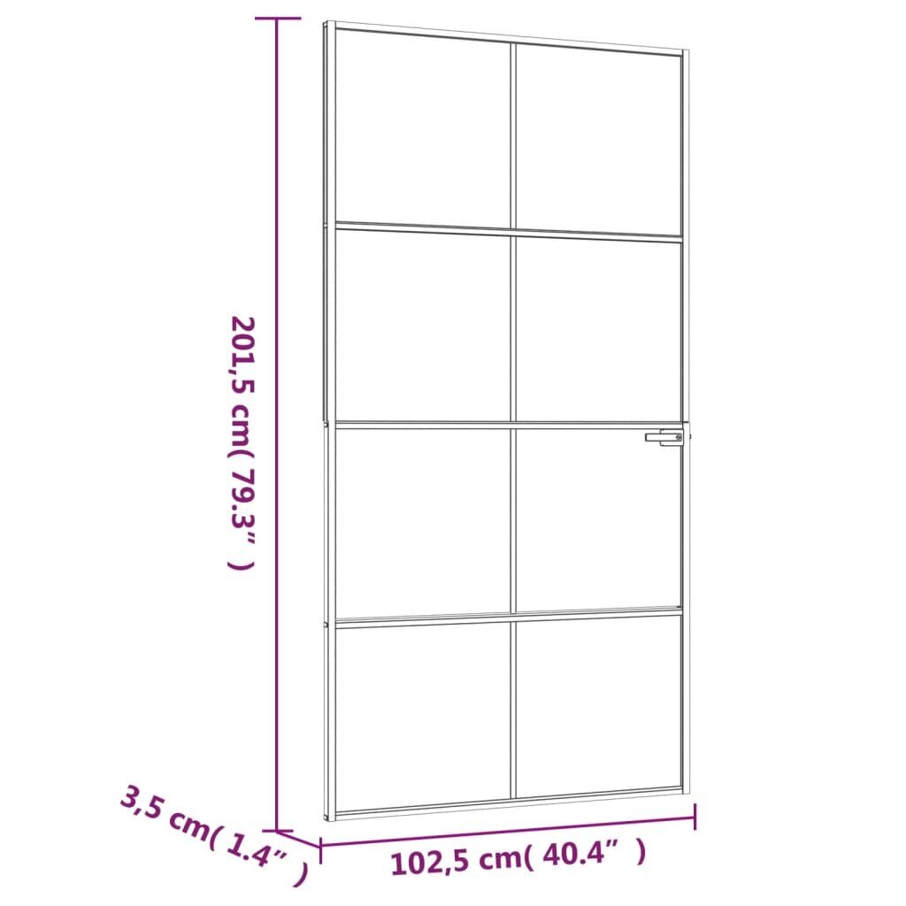 vidaXL iekšdurvis, 102x201,5 cm, melnas, rūdīts stikls un alumīnijs cena un informācija | Iekšdurvis | 220.lv