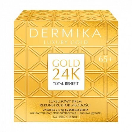 Sejas krēms Dermika Gold 24K Total Benefit 65+, 50 ml cena un informācija | Sejas krēmi | 220.lv