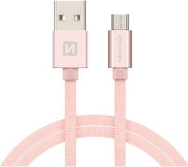 Swissten Textile Quick Charge Универсальный Micro USB Кабель данных 0.2m Розовый цена и информация | Кабели для телефонов | 220.lv