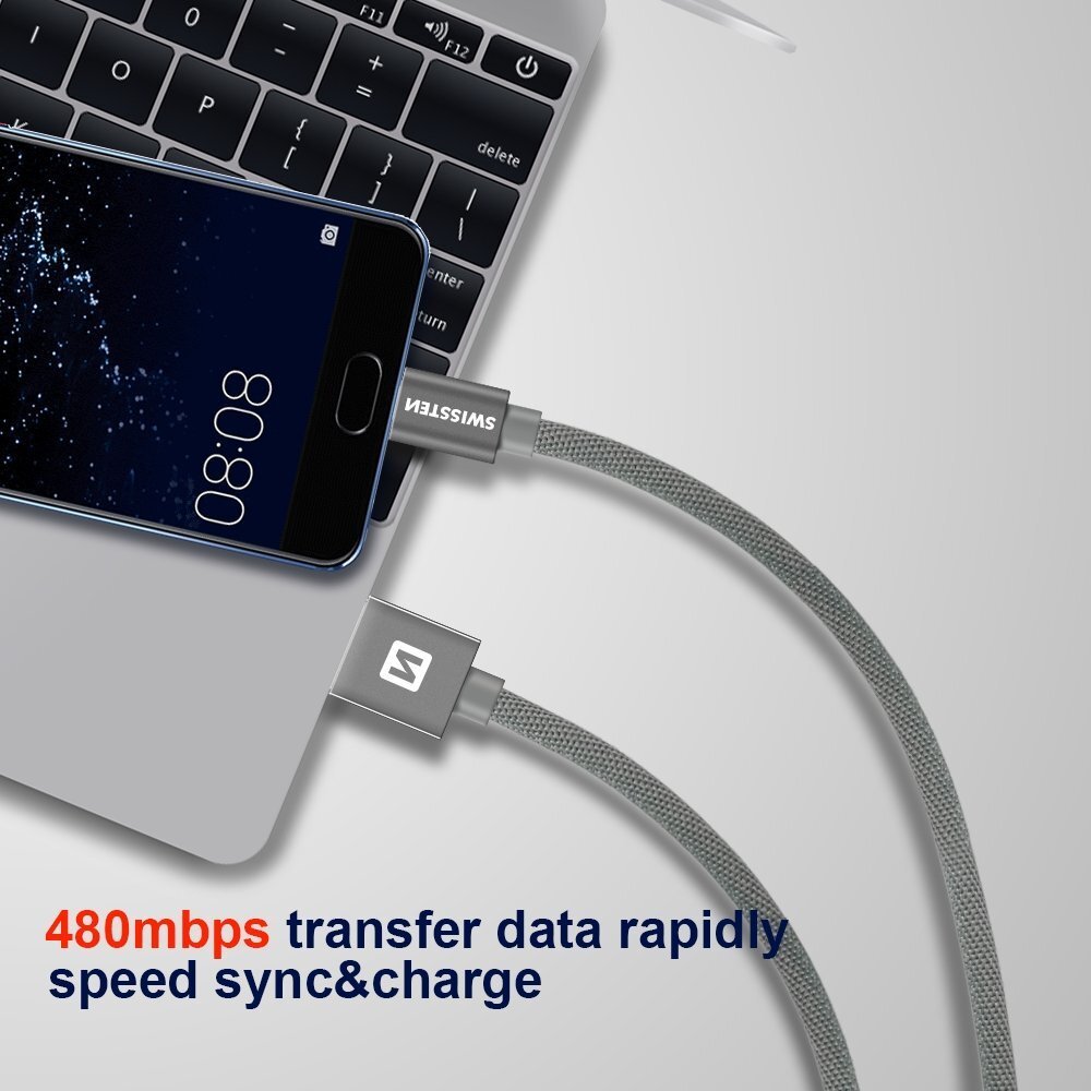 Swissten Textile Quick Charge Universāls Micro USB Datu un Uzlādes Kabelis 0.2m Zaļš цена и информация | Savienotājkabeļi | 220.lv