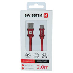 Swissten Textile Quick Charge Универсальный Micro USB Кабель данных 2.0m Красный цена и информация | Кабели для телефонов | 220.lv