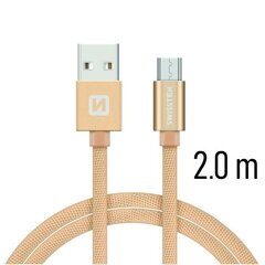 Swissten Textile Quick Charge Универсальный Micro USB Кабель данных 2.0m Золотой цена и информация | Кабели для телефонов | 220.lv