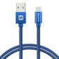 Swissten Textile Universāls Quick Charge 3.1 USB-C Datu un Uzlādes Kabelis 20 cm Blue cena un informācija | Savienotājkabeļi | 220.lv