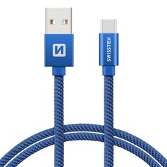 Swissten Textile Универсальный Quick Charge 3.1 USB-C USB Кабель данных 1.2м Синий цена и информация | Кабели для телефонов | 220.lv