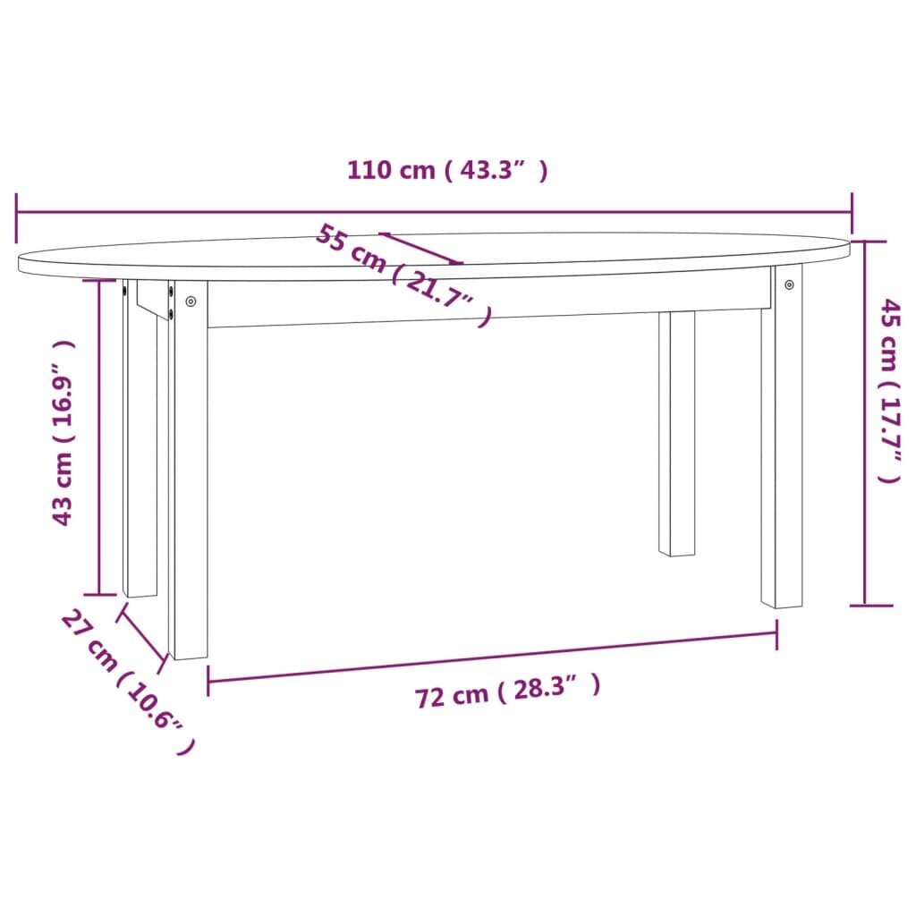 vidaXL kafijas galdiņš, medus brūns, 110x55x45 cm, priedes masīvkoks cena un informācija | Žurnālgaldiņi | 220.lv