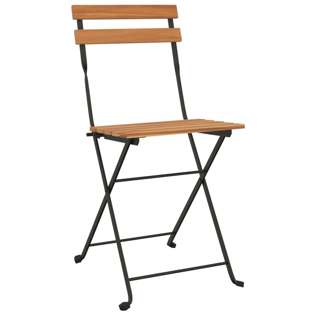 vidaXL saliekami bistro krēsli, 2 gab., masīvs tīkkoks un tērauds цена и информация | Dārza krēsli | 220.lv