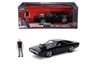 Metāla automašīna Jada Fast and Furious Dodge Charger Street un Dominic Toretto figūriņa 1:24 cena un informācija | Rotaļlietas zēniem | 220.lv