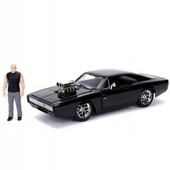 Metāla automašīna Jada Fast and Furious Dodge Charger Street un Dominic Toretto figūriņa 1:24 cena un informācija | Rotaļlietas zēniem | 220.lv