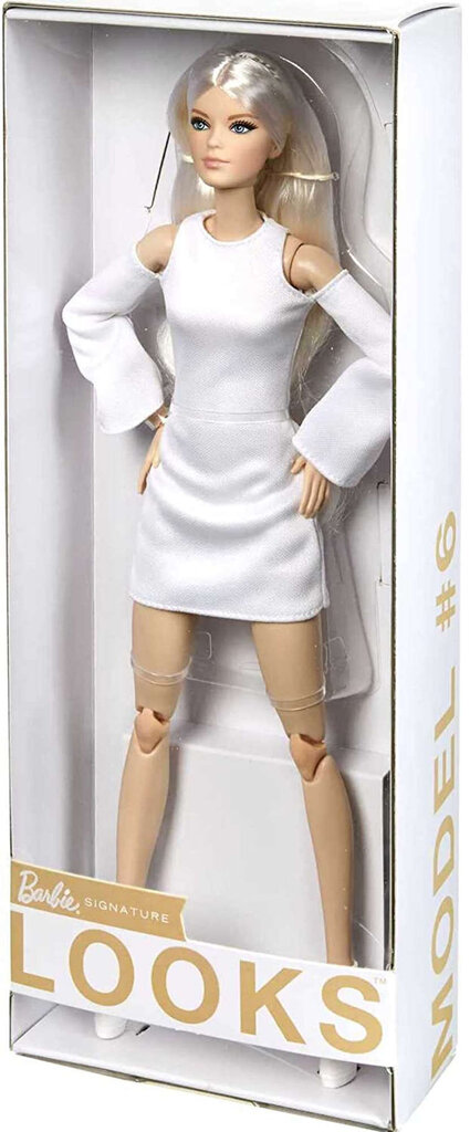 Lelle Barbie Signature Looks Doll Tall Blonde White Dress & Boots цена и информация | Rotaļlietas meitenēm | 220.lv