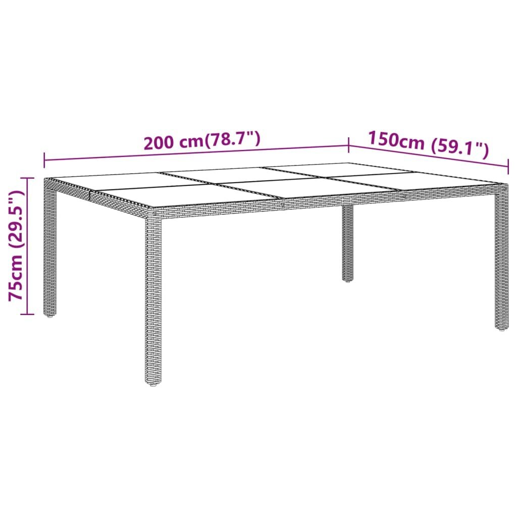 Dārza galds vidaXL, 200x150x75 cm, bēšs cena un informācija | Dārza galdi | 220.lv