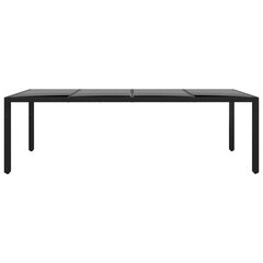 vidaXL dārza galds, 250x100x75 cm, melns, rūdīts stikls, PE rotangpalma cena un informācija | Dārza galdi | 220.lv