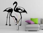 Melna vinila sienas uzlīme Flamingo putnu uzlīme interjera dekors - 100 x 100 cm