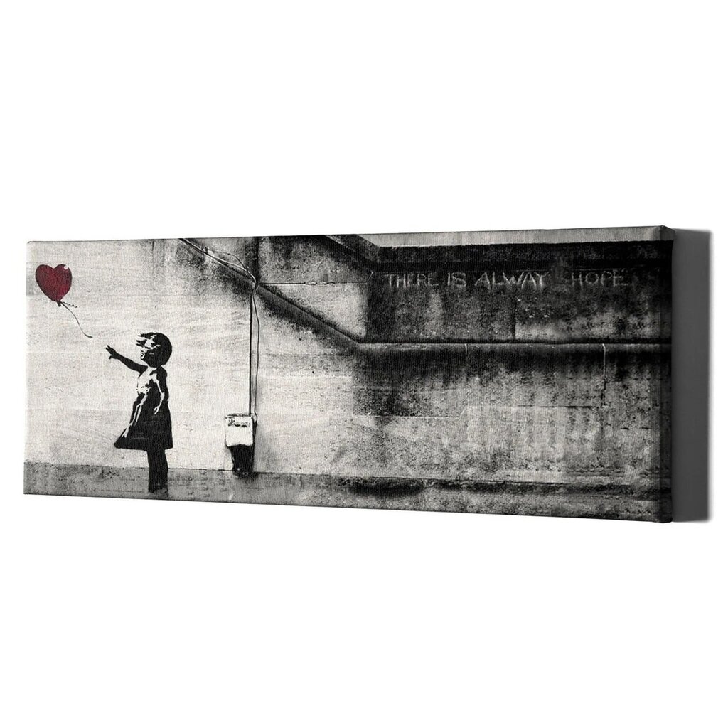 Seinapildi lõuend, Banksy grafiti, õhupalliga tüdruk, stiilne sisekujundus - 100 x 40 cm цена и информация | Gleznas | 220.lv