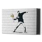 Sienas apdruka Audekls Banksy Graffiti ziedu metējs Stilīgs interjera dekors - 100 x 60 cm cena un informācija | Gleznas | 220.lv