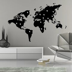 Vinila sienas uzlīme Big World Map Interjera dizains ceļotājiem - 120 x 66 cm cena un informācija | Dekoratīvās uzlīmes | 220.lv