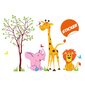Vinila sienas uzlīmes Dzīvnieku un koku džungļu interjera dekors bērnu istabai - 140 x 100 cm cena un informācija | Dekoratīvās uzlīmes | 220.lv