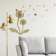 Zelta krāsas vinila sienas uzlīme Dandelion botāniskais interjera dekors - 96 x 140 cm cena un informācija | Dekoratīvās uzlīmes | 220.lv