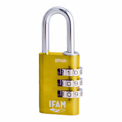 Кодовый замок IFAM Combi30 Жёлтый Алюминий Хромированная сталь (3 cm) цена и информация | Дверные замки | 220.lv