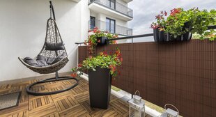 Balkona/terases aizsargs no saules - pajumte Plast PVC, 0,9x5m Brūns цена и информация | Зонты, маркизы, стойки | 220.lv