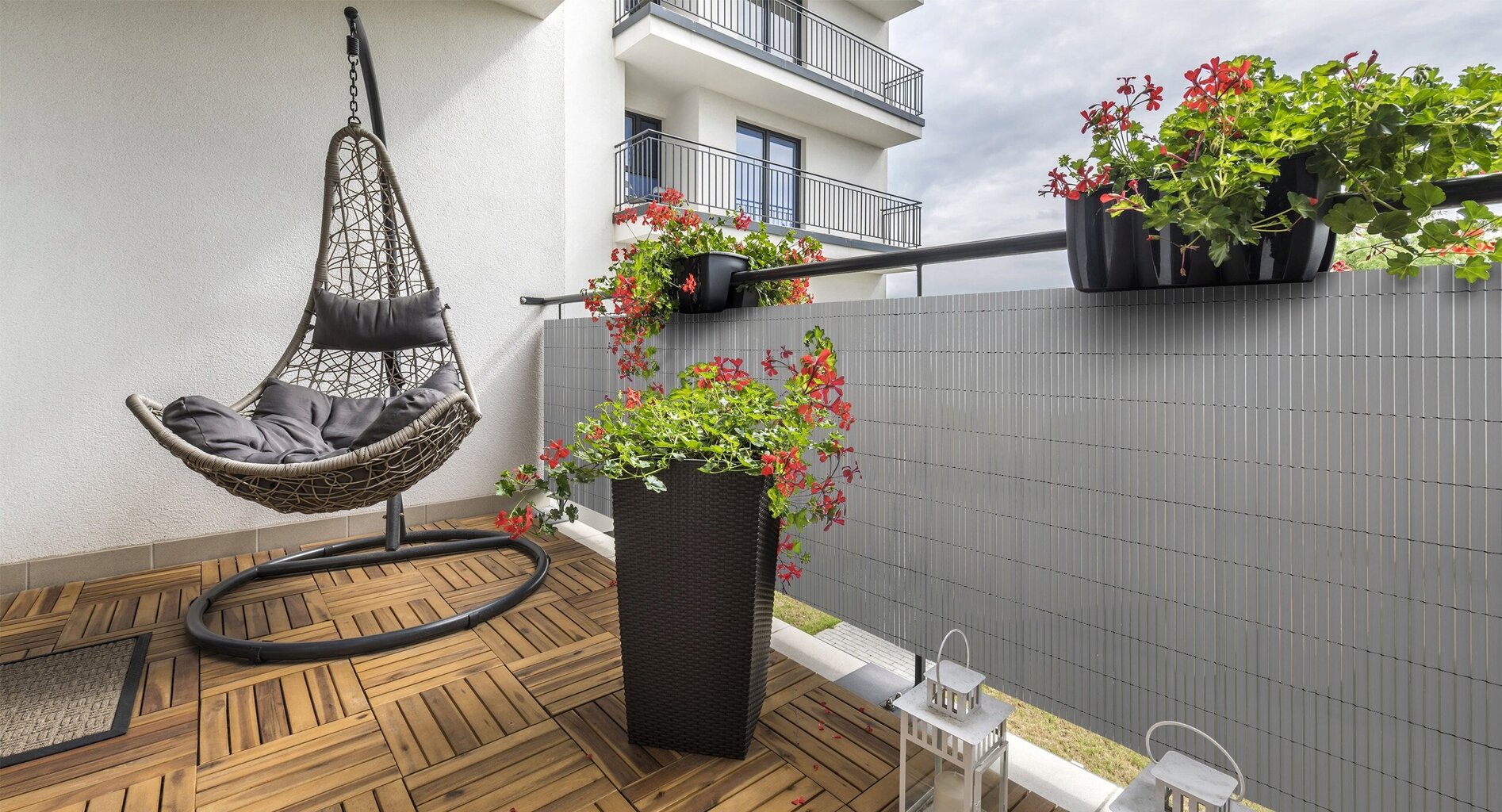 Balkona/terases aizsargs no saules - pajumte Plast PVC, 0,9x5m pelēka cena un informācija | Saulessargi, markīzes un statīvi | 220.lv