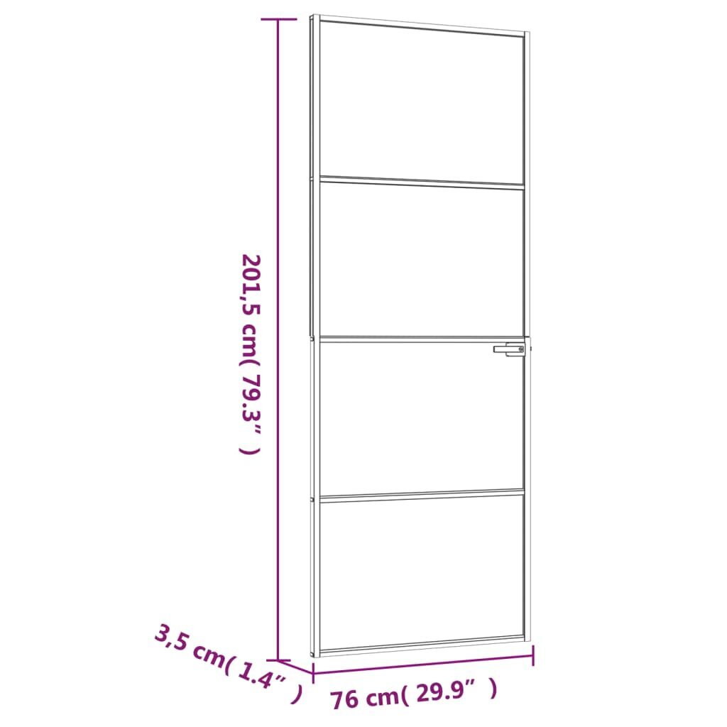 vidaXL iekšdurvis, 76x201,5 cm, melnas, rūdīts stikls un alumīnijs cena un informācija | Iekšdurvis | 220.lv