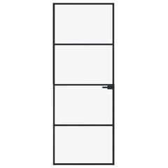 vidaXL iekšdurvis, 76x201,5 cm, melnas, rūdīts stikls un alumīnijs cena un informācija | Iekšdurvis | 220.lv