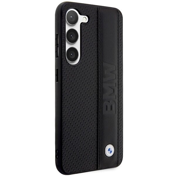 Original Case BMW Leather Textured & Stripe BMHCS23M22RDPK for Samsung Galaxy S23 Plus Black cena un informācija | Telefonu vāciņi, maciņi | 220.lv